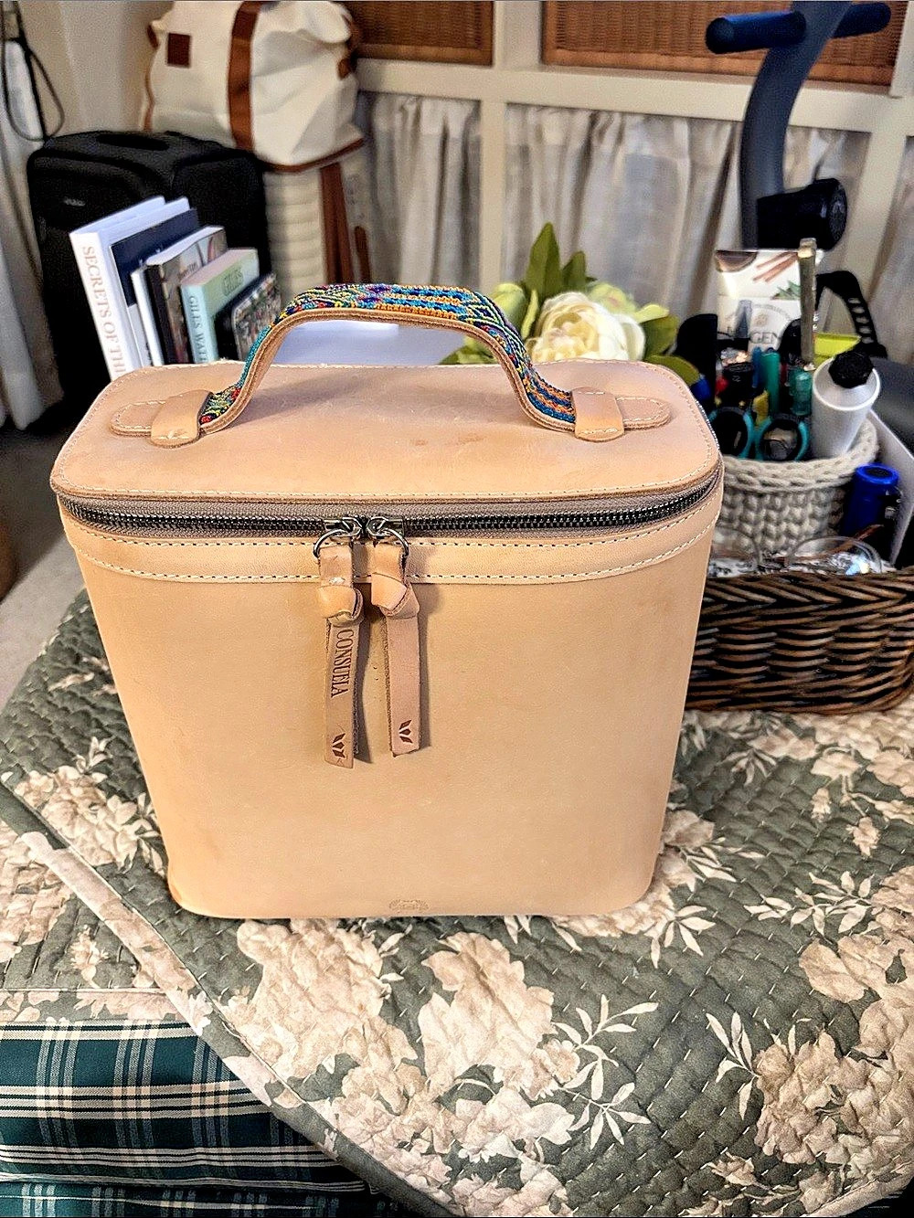 Consuela Shine Train Case Tan & Multicolor Cosmetic Case